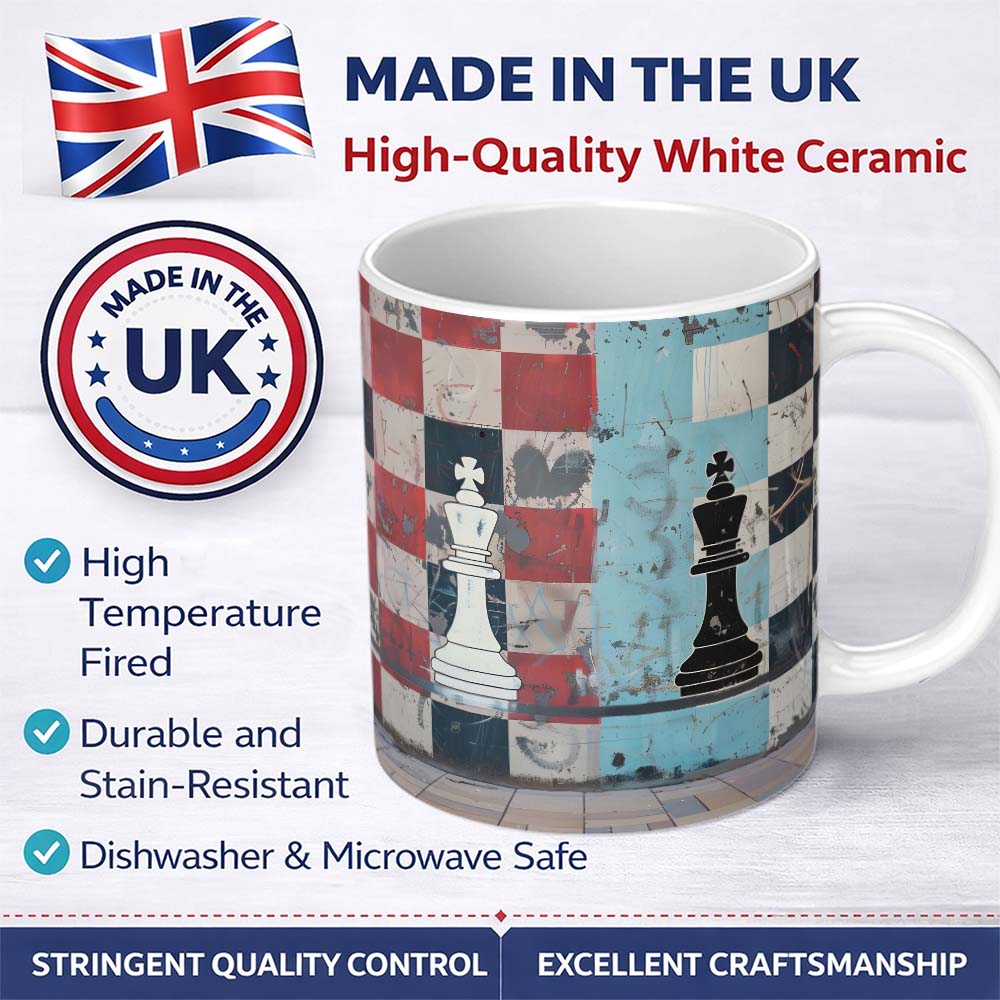 Black and White Chess Kings Graffiti Strategy Art 11oz Ceramic Coffee Tea Mug White Large Handle