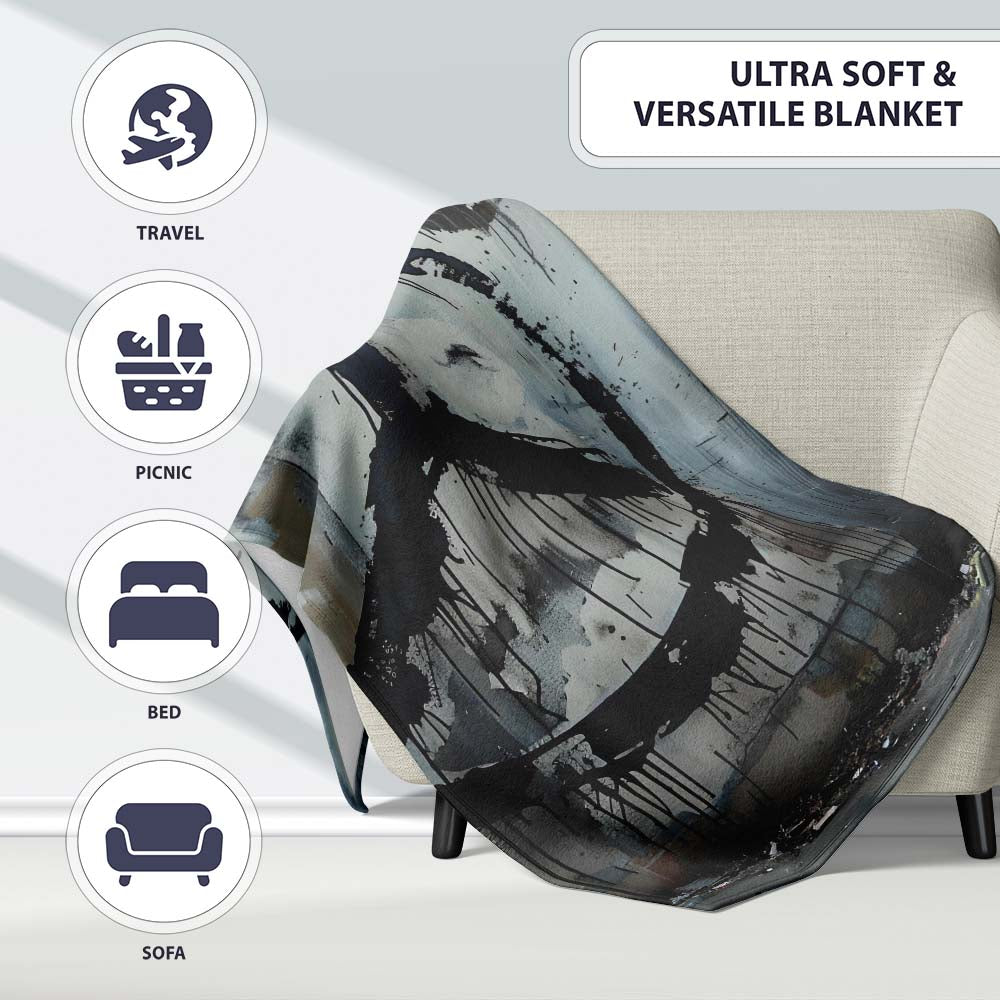 Dripping Peace Symbol on Grey Urban Wall, Bedroom Living Room Accent, Gift for Adults and Teens - Super Soft Fleece Blanket Bed Sofa Throw