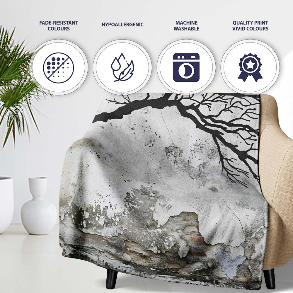 Human Profile with Branching Tree Mind Design, All Season Comfort, Thoughtful Housewarming Gift - Super Soft Fleece Blanket Bed Sofa Throw