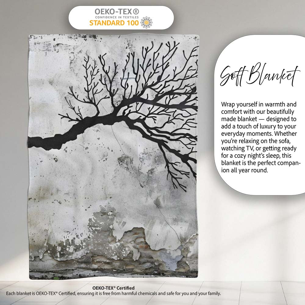 Human Profile with Branching Tree Mind Design, All Season Comfort, Thoughtful Housewarming Gift - Super Soft Fleece Blanket Bed Sofa Throw