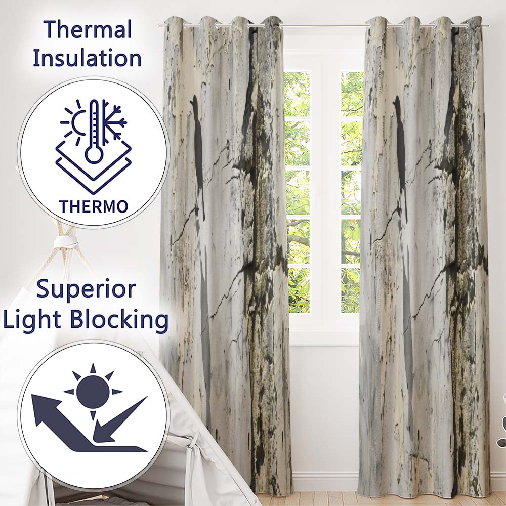 Black Bird Shadow on Cracked White Wall Vibrant Artwork for Modern Interior Decor Readymade Eyelet Ring Top Thermal 100% Blackout Curtains
