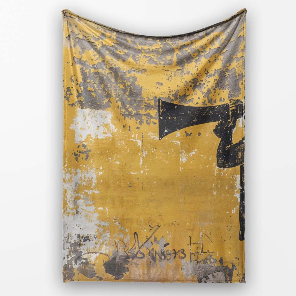 Boy Shouting Through Megaphone Mustard Graffiti, Bedroom Living Room Accent, All Season Comfort - Super Soft Fleece Blanket Bed Sofa Throw