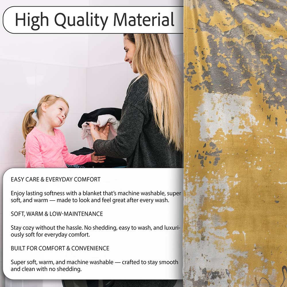 Boy Shouting Through Megaphone Mustard Graffiti, Bedroom Living Room Accent, All Season Comfort - Super Soft Fleece Blanket Bed Sofa Throw