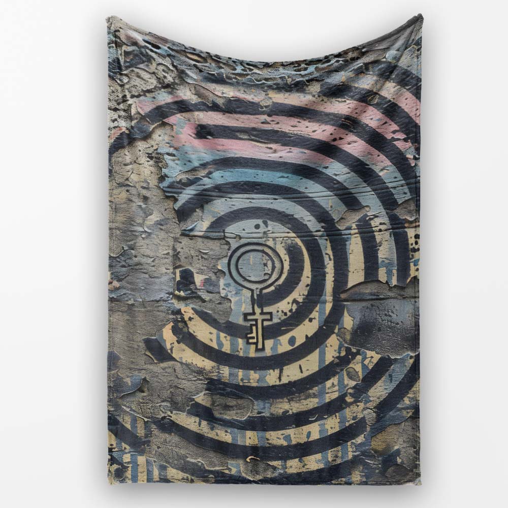 Abstract Female Face with Equality Symbol, Bedroom Living Room Accent, Comfortable Everyday Use - Super Soft Fleece Blanket Bed Sofa Throw