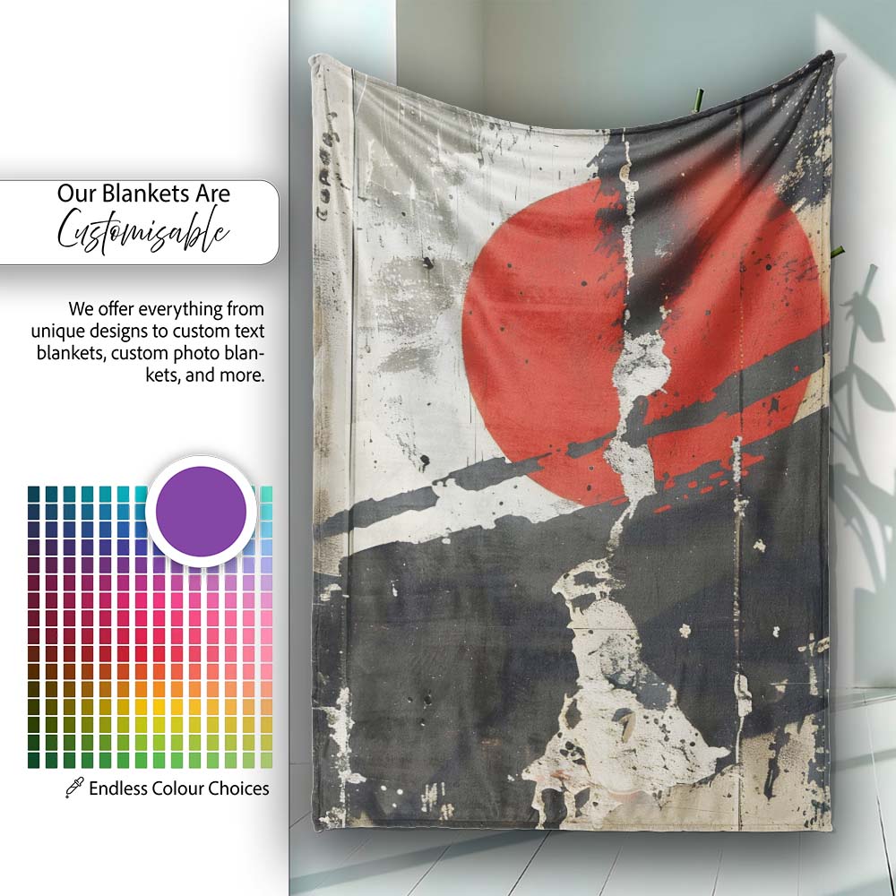 Lone Man Silhouette with Red Sun Abstract, Bedroom Living Room Accent, Comfortable Everyday Use - Super Soft Fleece Blanket Bed Sofa Throw