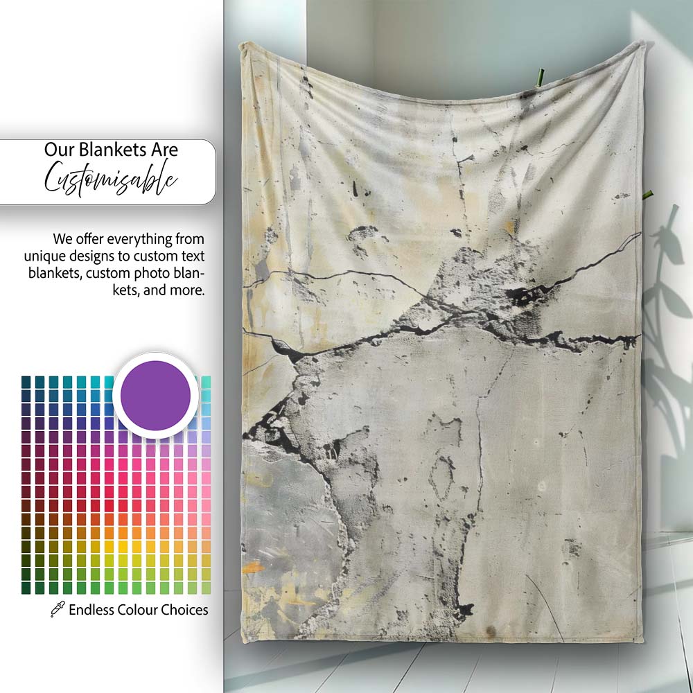 Boy Silhouette Holding Rope on Cracked Wall, Bedroom Living Room Accent, Unique Artistic Design - Super Soft Fleece Blanket Bed Sofa Throw