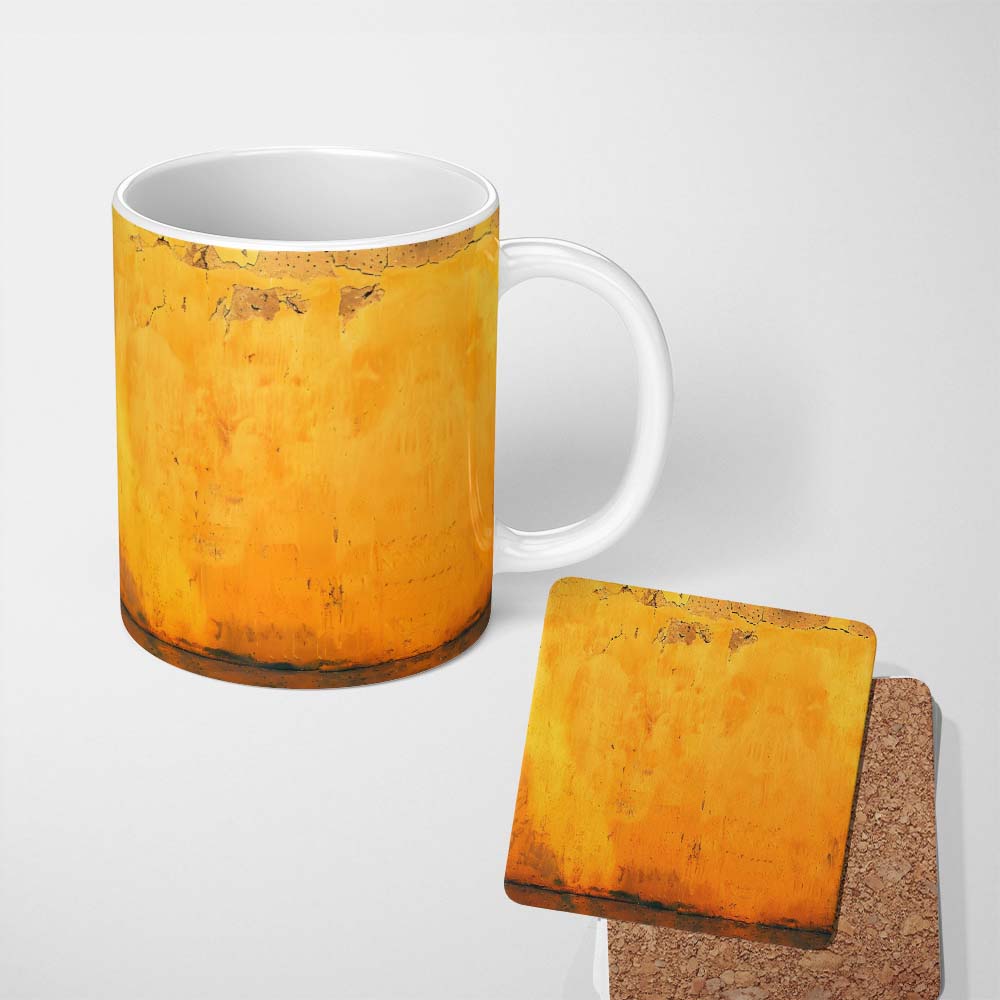 Lonely Boy Silhouette on Golden Grunge Wall 11oz Ceramic Coffee Tea Mug White Large Handle