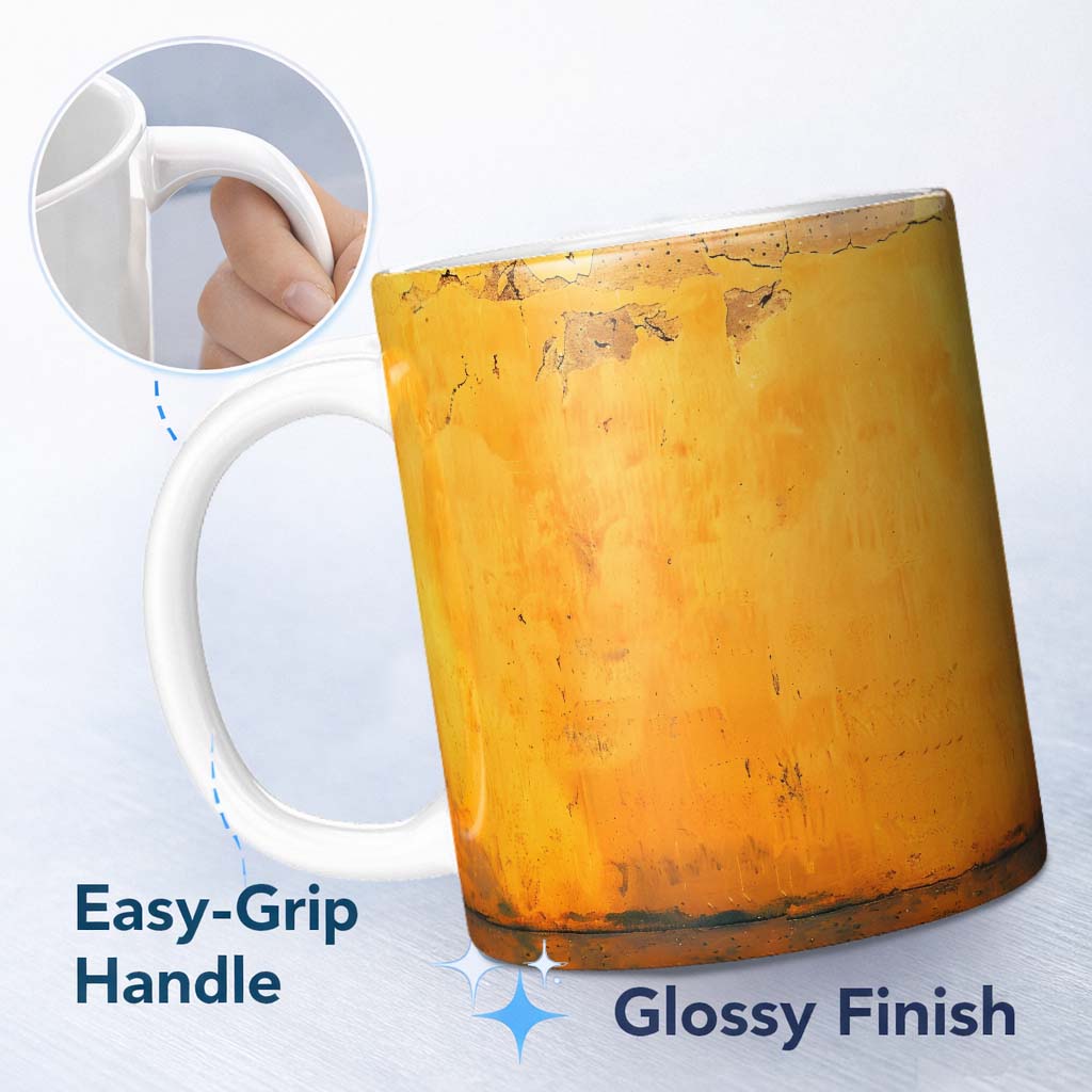 Lonely Boy Silhouette on Golden Grunge Wall 11oz Ceramic Coffee Tea Mug White Large Handle