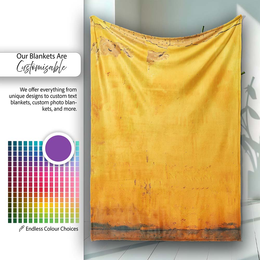 Lonely Boy Silhouette on Golden Grunge Wall, Bedroom Living Room Accent, Unique Artistic Design - Super Soft Fleece Blanket Bed Sofa Throw