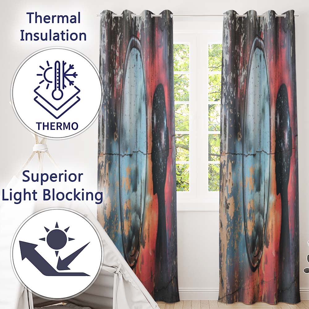 Cosmic Mind Female Silhouette Mirror Reflection Stylish Artwork for Bedroom Decor Readymade Eyelet Ring Top Thermal 100% Blackout Curtains
