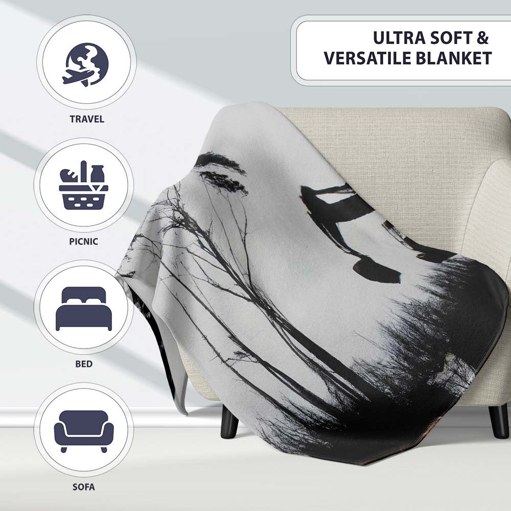 Excavator Destroying Forest Environmental Street Art, Lightweight Comfortable Decorative Accent - Super Soft Fleece Blanket Bed Sofa Throw