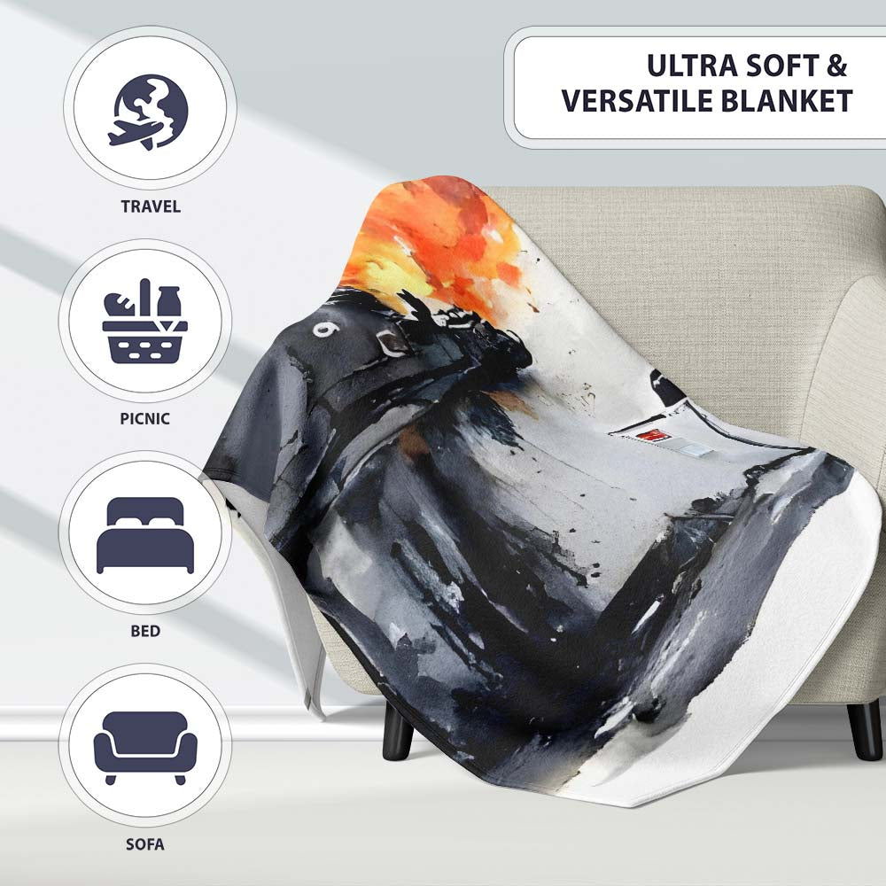 Burning Tank Anti War Graffiti, Cozy Home Decor, Bedroom Living Room Accent, All Season Comfort - Super Soft Fleece Blanket Bed Sofa Throw