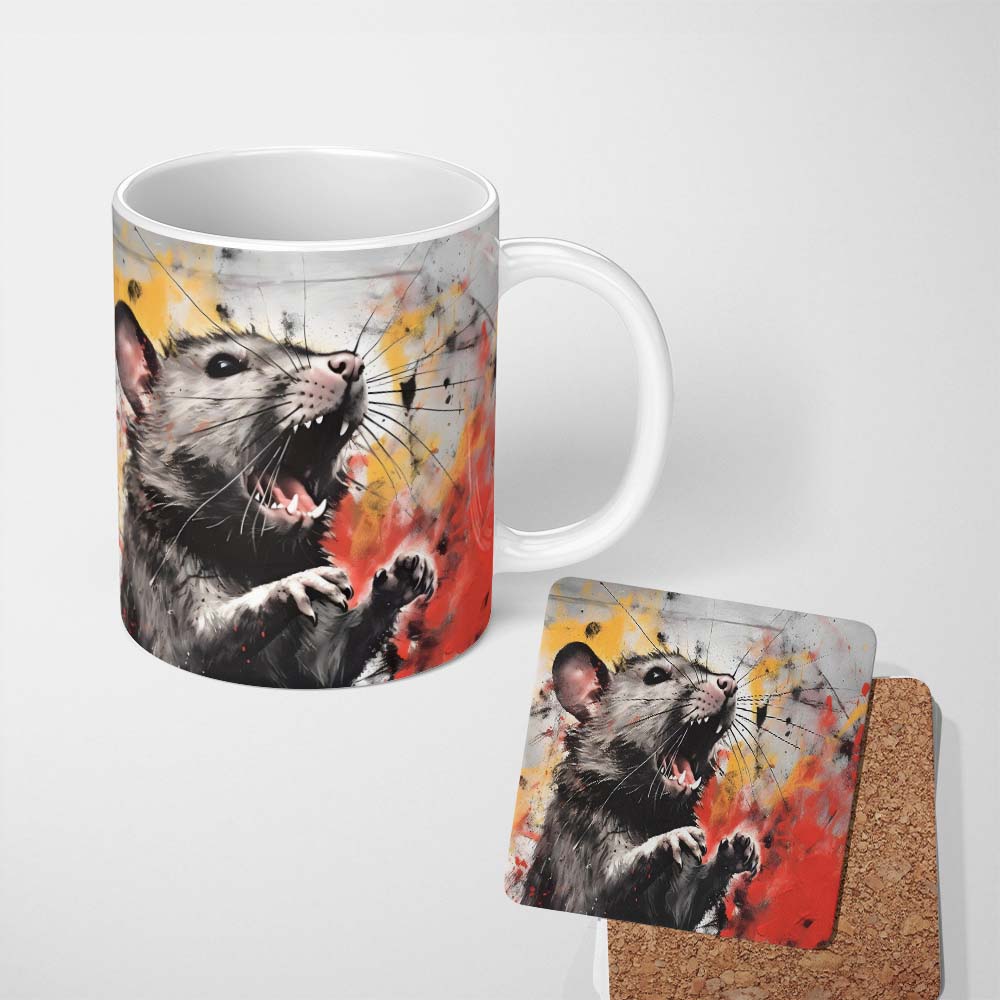 Colour Splash Rat Portrait Street Art 11oz Ceramic Coffee Tea Mug White Large Handle