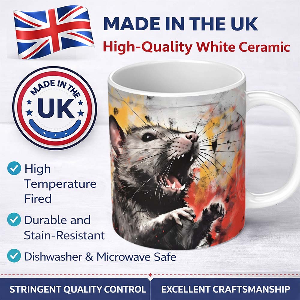Colour Splash Rat Portrait Street Art 11oz Ceramic Coffee Tea Mug White Large Handle