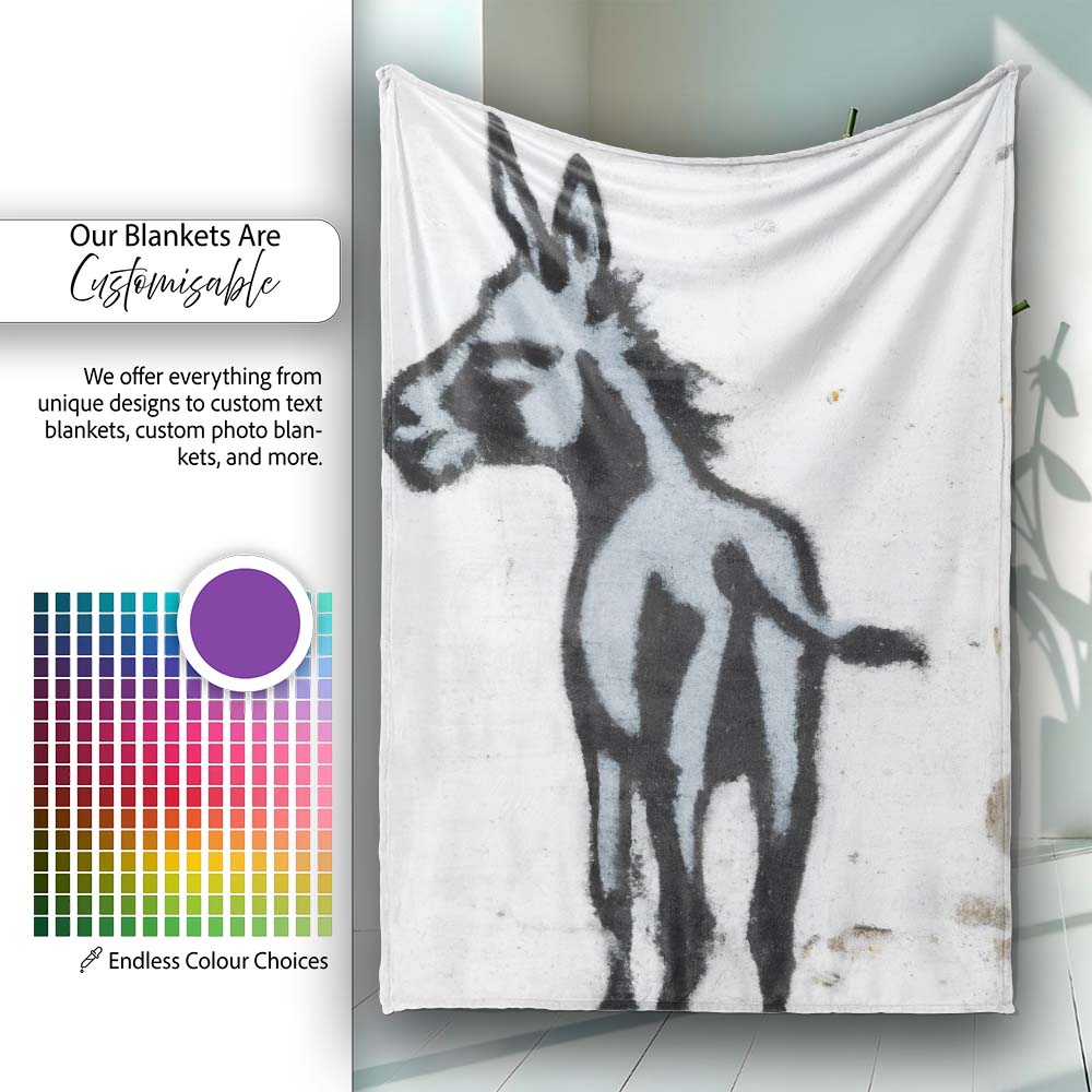 Smoking Donkey Humorous Graffiti, Cozy Home Decor, All Season Comfort, Comfortable Everyday Use - Super Soft Fleece Blanket Bed Sofa Throw