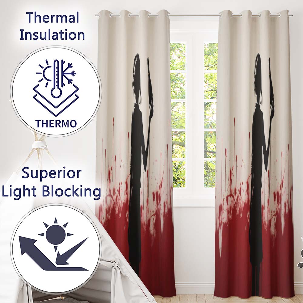 Woman Holding Celebration Bottle Silhouette Modern Elegant Artwork for Home Decor Readymade Eyelet Ring Top Thermal 100% Blackout Curtains