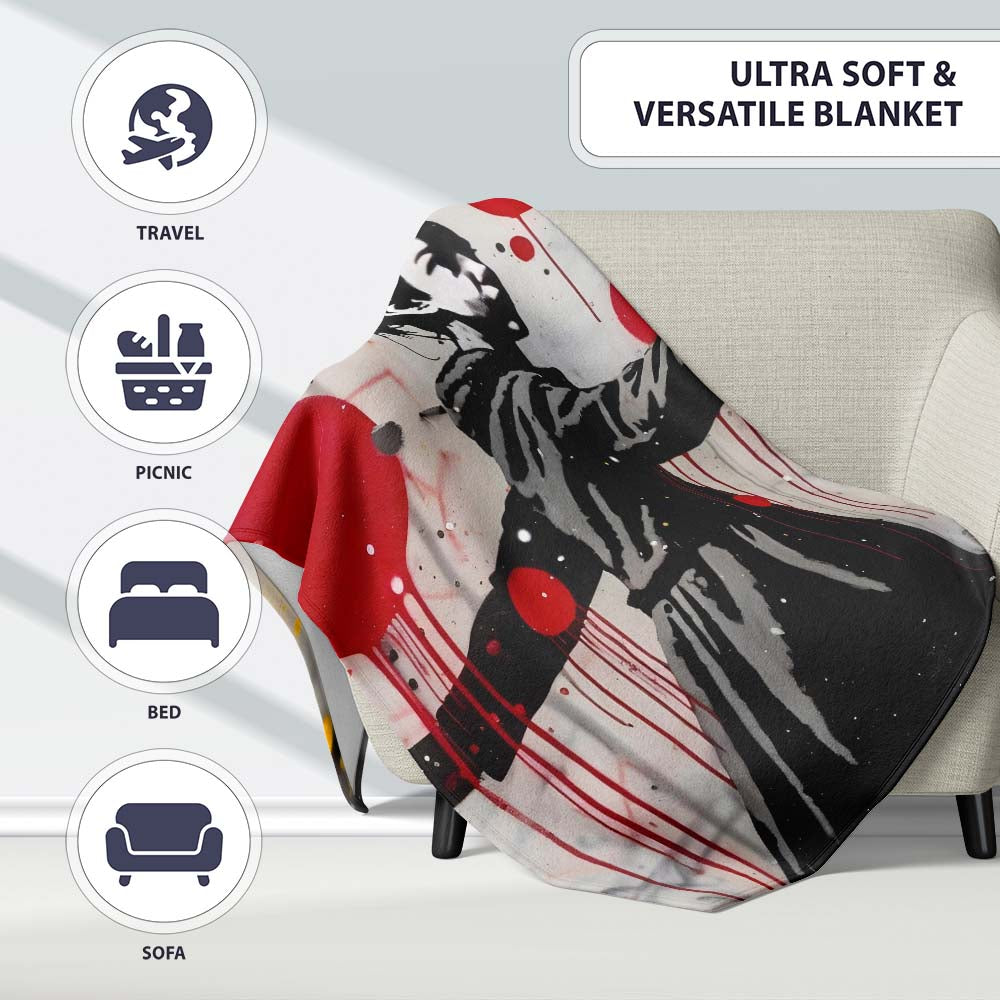 Girl Reaching for Red and Yellow Balloons Graffiti, All Season Comfort, Stylish Room Decoration - Super Soft Fleece Blanket Bed Sofa Throw