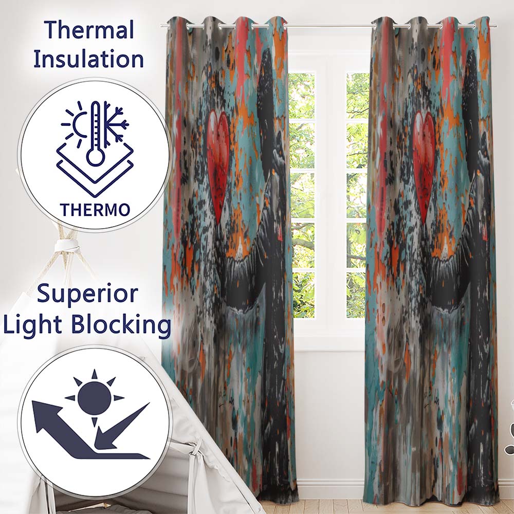 Man Holding Red Heart on Textured Graffiti Wall Vibrant Artwork for Bedroom Decor Readymade Eyelet Ring Top Thermal 100% Blackout Curtains