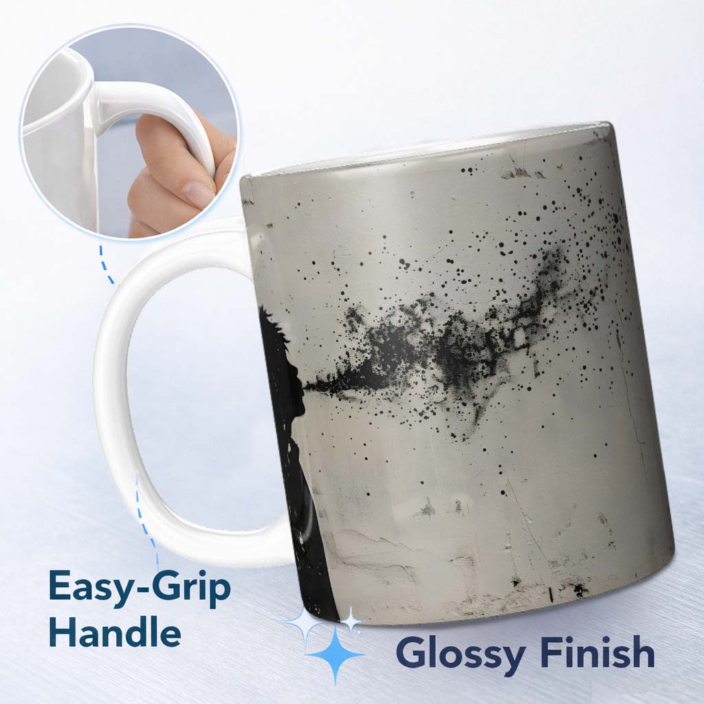 Child Silhouette Blowing Black Paint Dust Street Art 11oz Ceramic Coffee Tea Mug White Large Handle