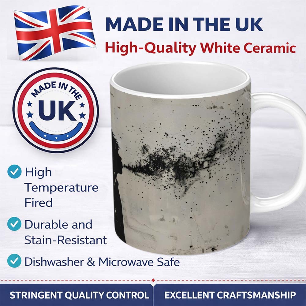 Child Silhouette Blowing Black Paint Dust Street Art 11oz Ceramic Coffee Tea Mug White Large Handle