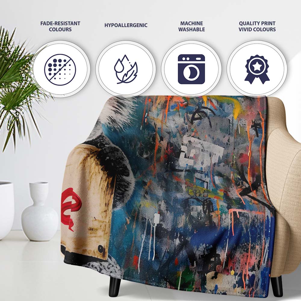 Koala Holding Change Sign Colourful Graffiti, Comfortable Everyday Use, Stylish Room Decoration - Super Soft Fleece Blanket Bed Sofa Throw