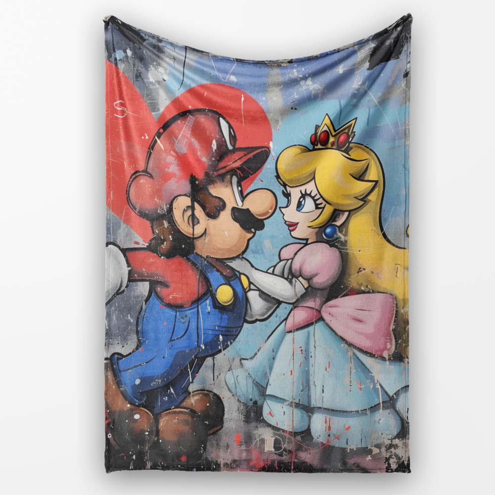 Romantic Cartoon Couple Red Heart Colourful Pop Art, All Season Comfort, Modern Interior Accent - Super Soft Fleece Blanket Bed Sofa Throw