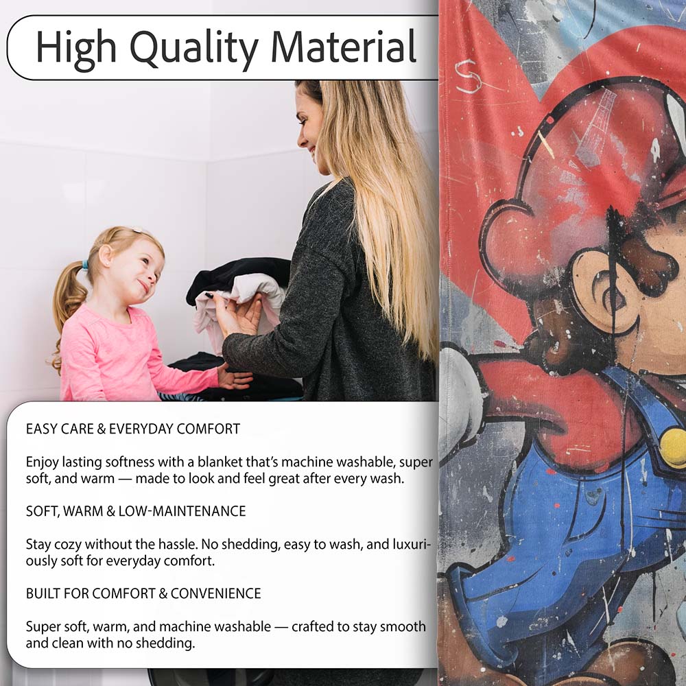 Romantic Cartoon Couple Red Heart Colourful Pop Art, All Season Comfort, Modern Interior Accent - Super Soft Fleece Blanket Bed Sofa Throw