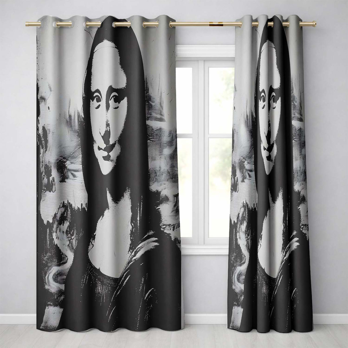 Monochrome Classical Woman Portrait Graphic Street Art Modern Wall Art Home Decor Readymade Eyelet Ring Top Thermal 100% Blackout Curtains