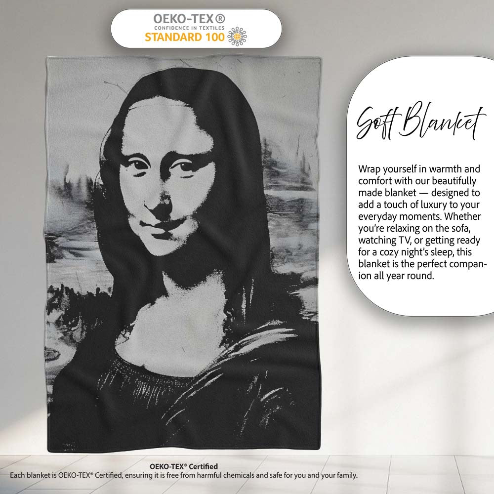 Monochrome Classical Woman Portrait Graphic Street Art, Decorative Comfortable Everyday Comfort - Super Soft Fleece Blanket Bed Sofa Throw
