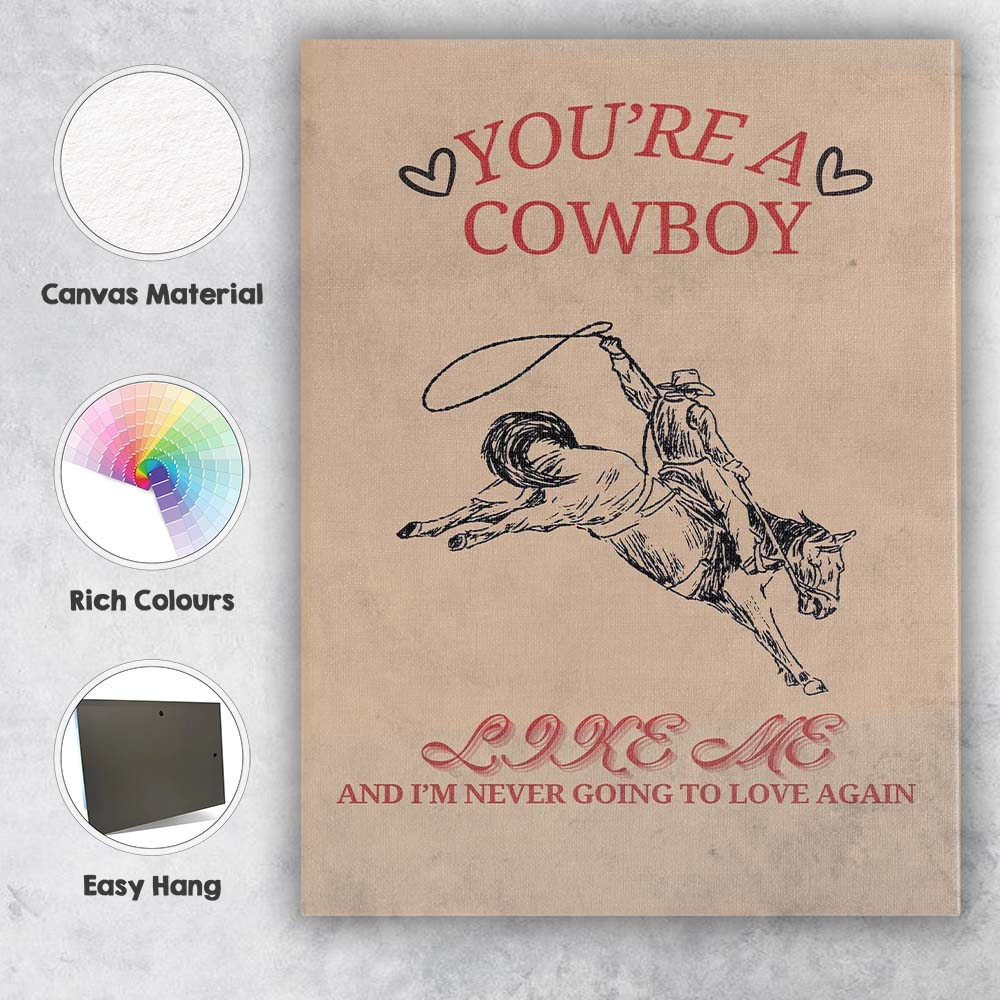 Youre A Cowboy Like Me Western Rodeo Quote Canvas Wall Art Print Decor Picture Ready to Hang