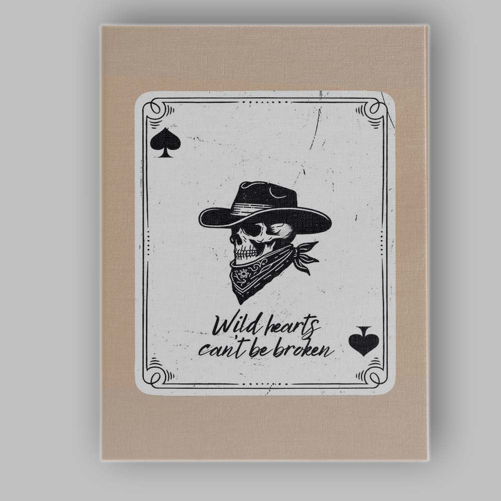 Wild Hearts Cant Be Broken Cowboy Skull Playing Card Canvas Wall Art Print Decor Picture Ready to Hang