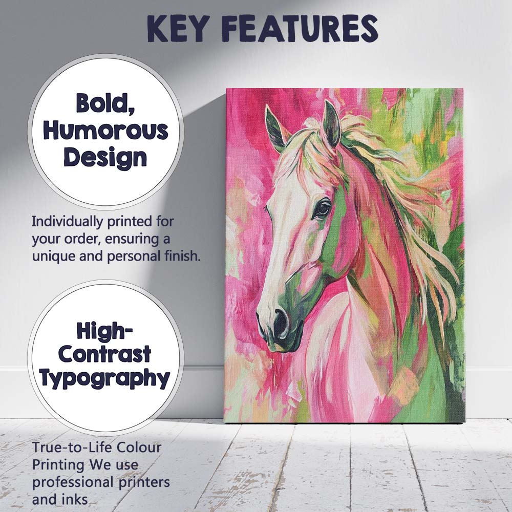 Colourful Expressive Horse Portrait Abstract Painting Canvas Wall Art Print Decor Picture Ready to Hang