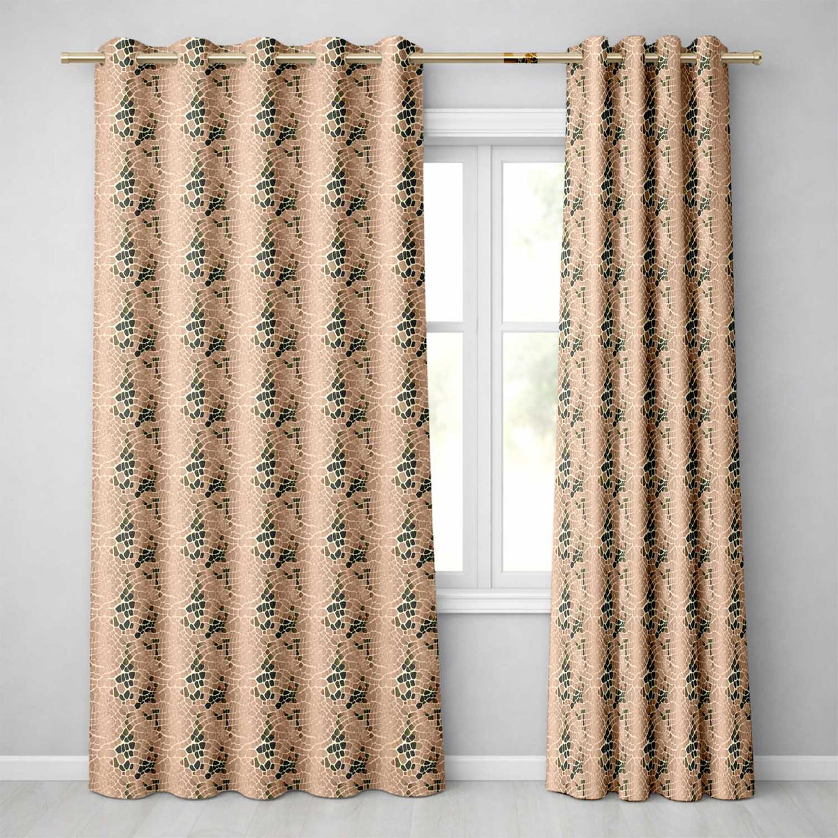 Natural Sand Crocodile Texture Soft Neutral Readymade Eyelet Ring Top Thermal 100% Blackout Curtains