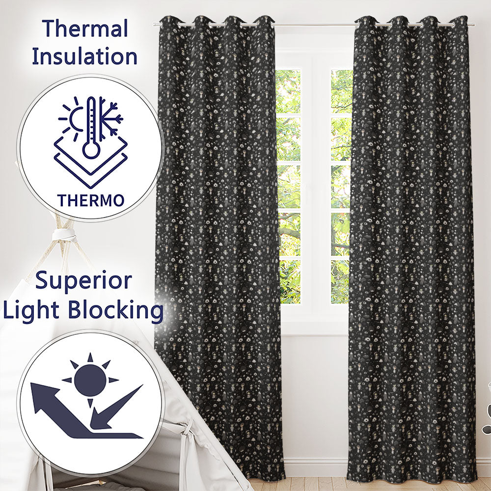 Dark Character Night Cartoon Kids Design Readymade Eyelet Ring Top Thermal 100% Blackout Curtains