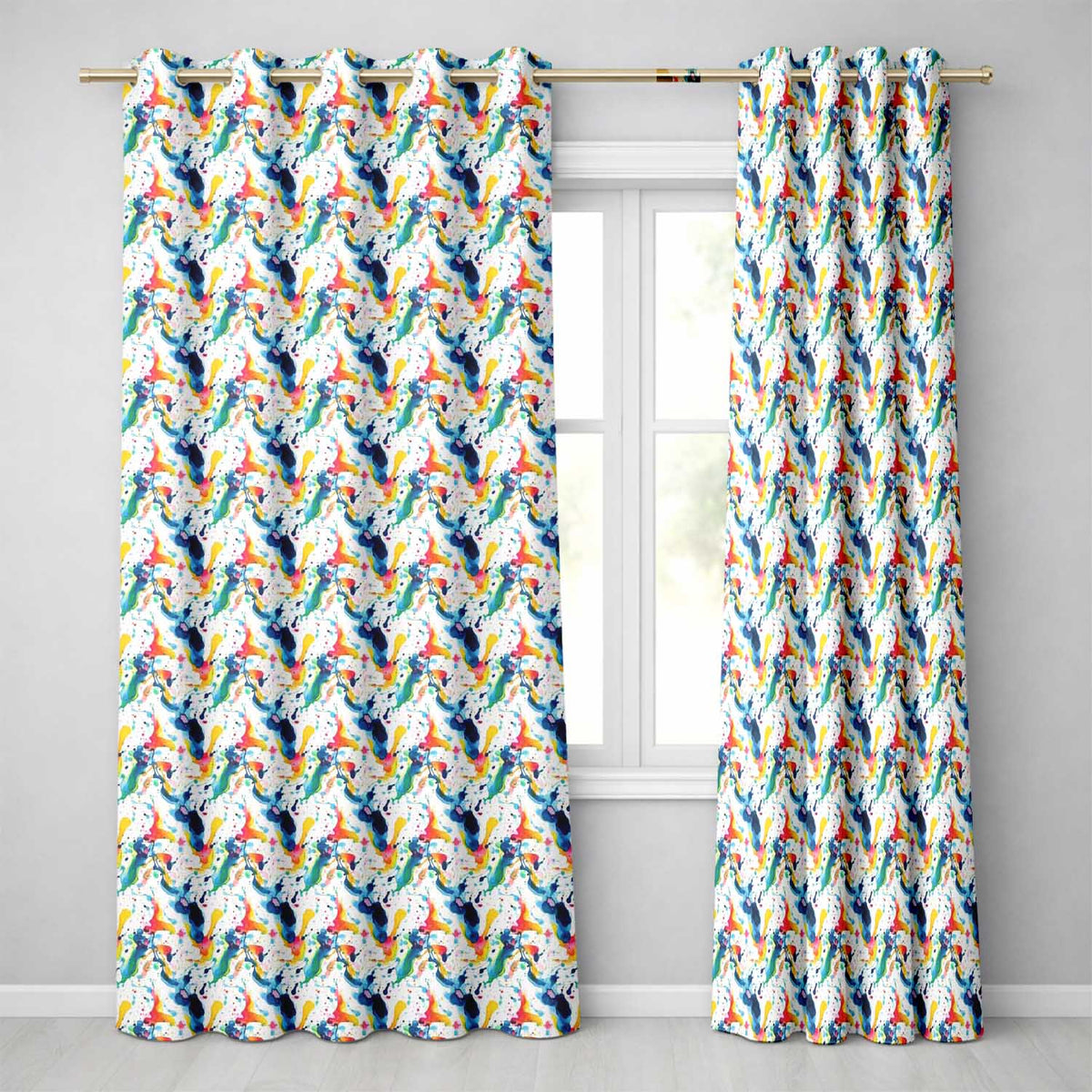 Soft Blush Watercolour Splash Pink Mint Abstract Readymade Eyelet Ring Top Thermal 100% Blackout Curtains