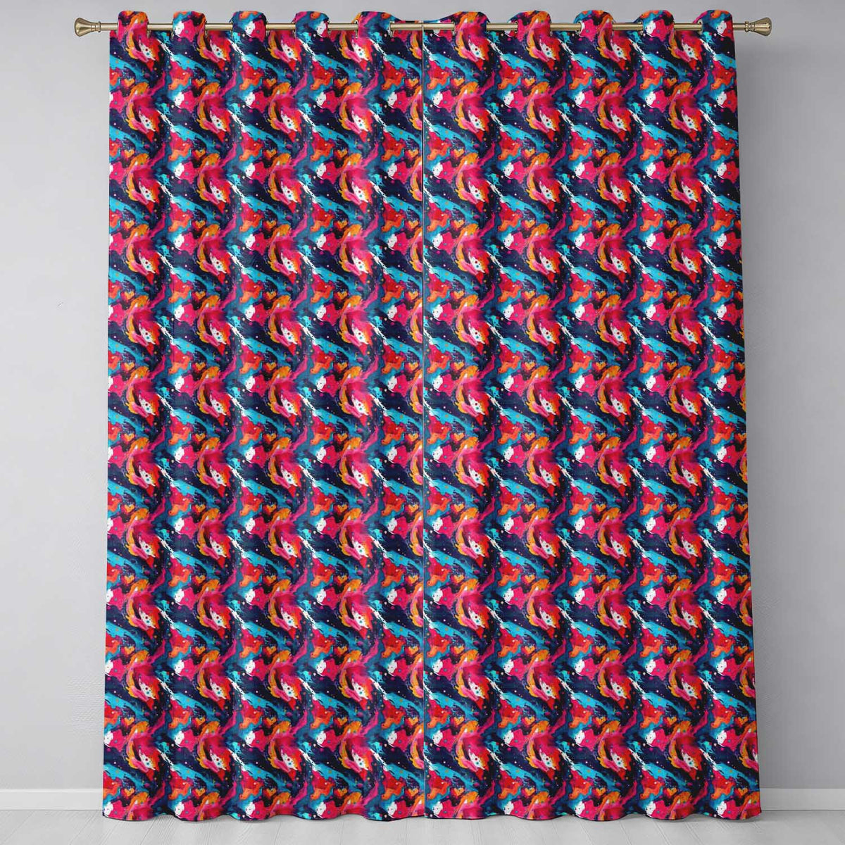 High Contrast Marble Swirl Red Black White Abstract Readymade Eyelet Ring Top Thermal 100% Blackout Curtains