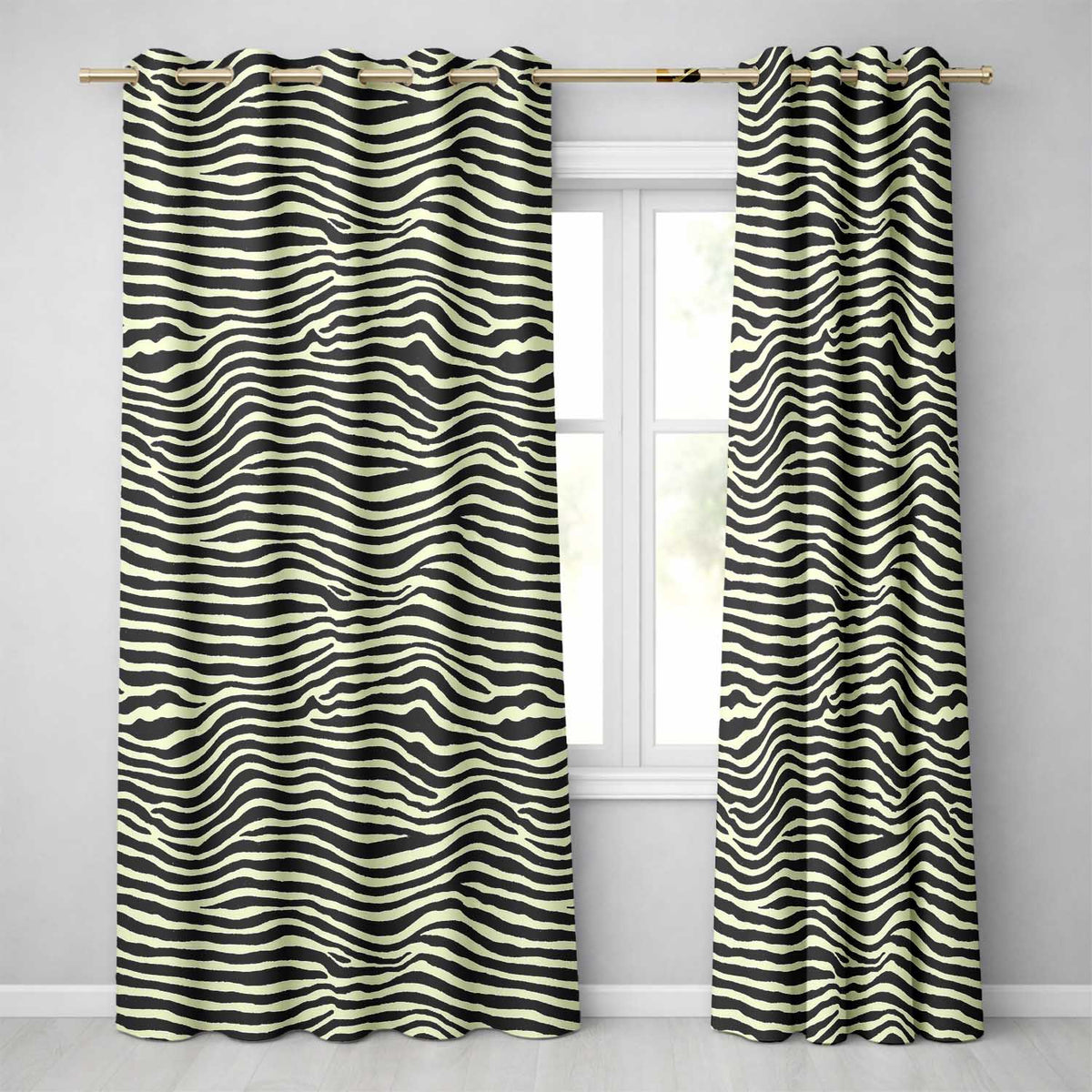 Organic Terrazzo Shapes Black Beige Modern Abstract Readymade Eyelet Ring Top Thermal 100% Blackout Curtains