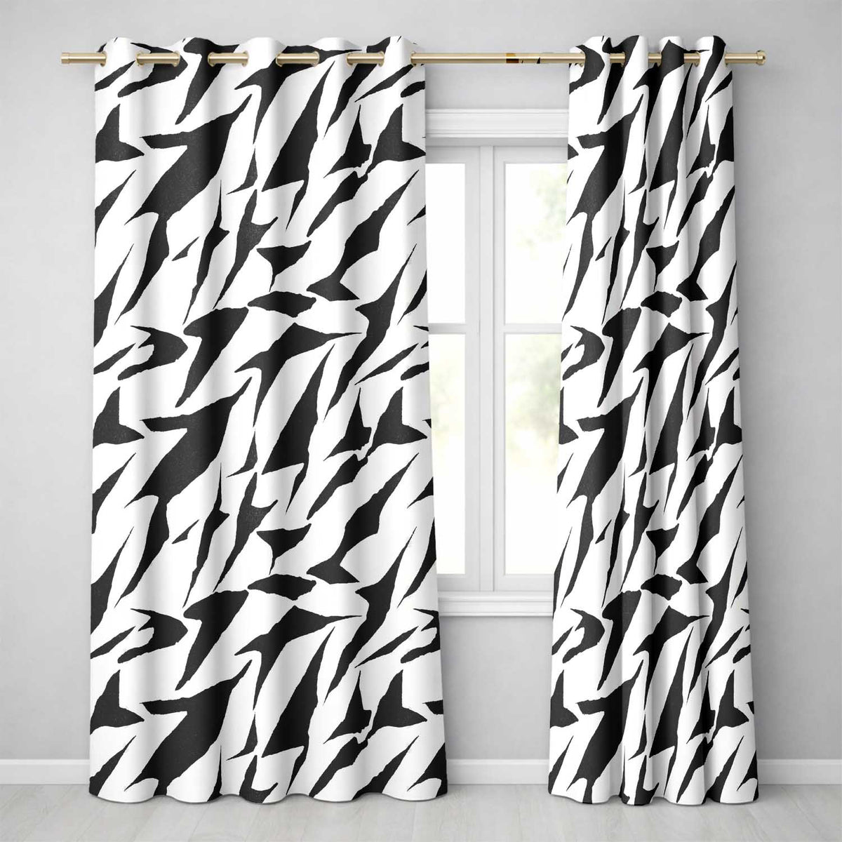 Zebra Line Black Cream Organic Stripe Pattern Readymade Eyelet Ring Top Thermal 100% Blackout Curtains