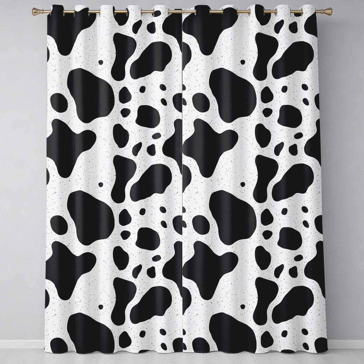 Speckled Organic Shapes Black Cream Abstract Spot Readymade Eyelet Ring Top Thermal 100% Blackout Curtains
