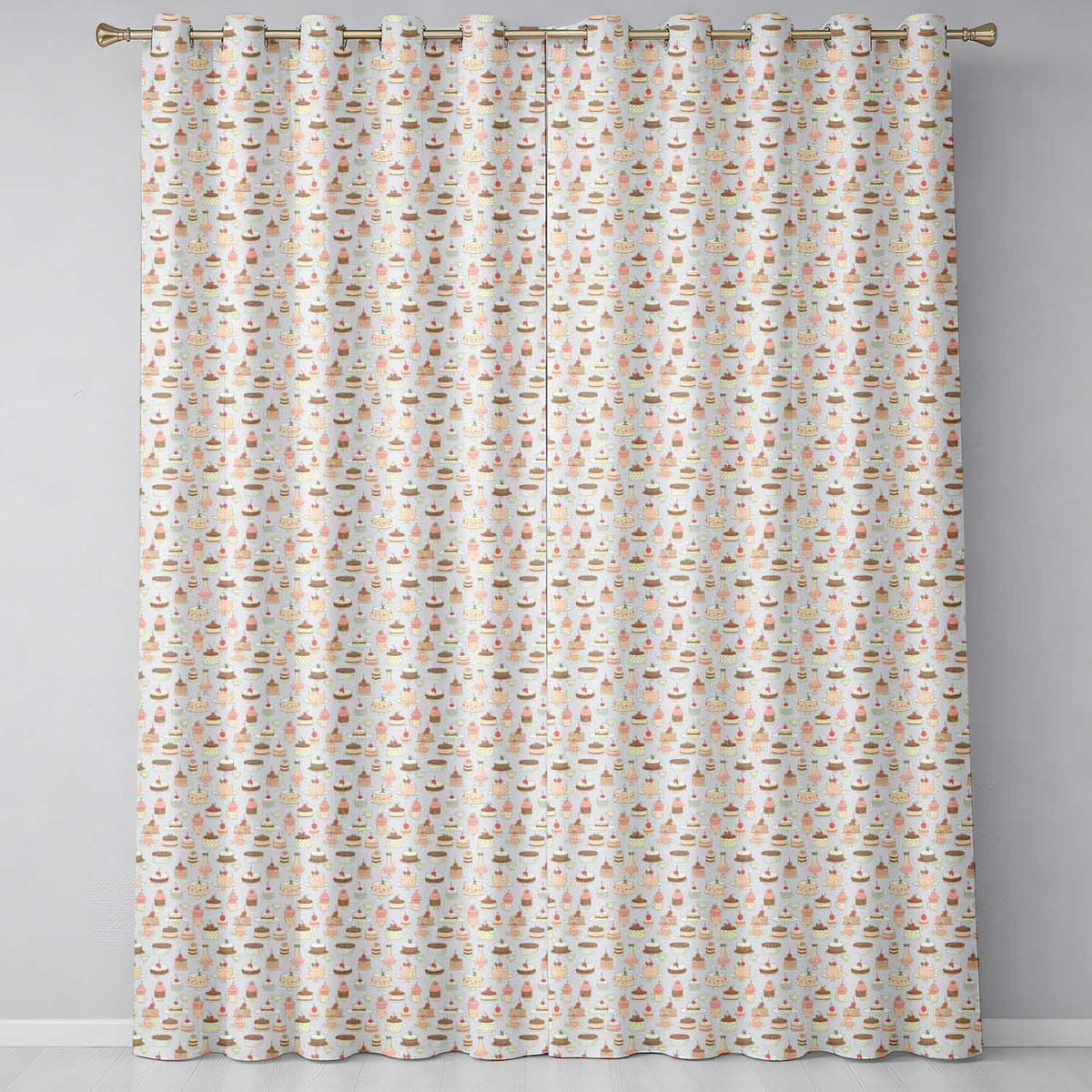 Pastel Cake Slice Seamless Dessert Sweet Food Design Readymade Eyelet Ring Top Thermal 100% Blackout Curtains