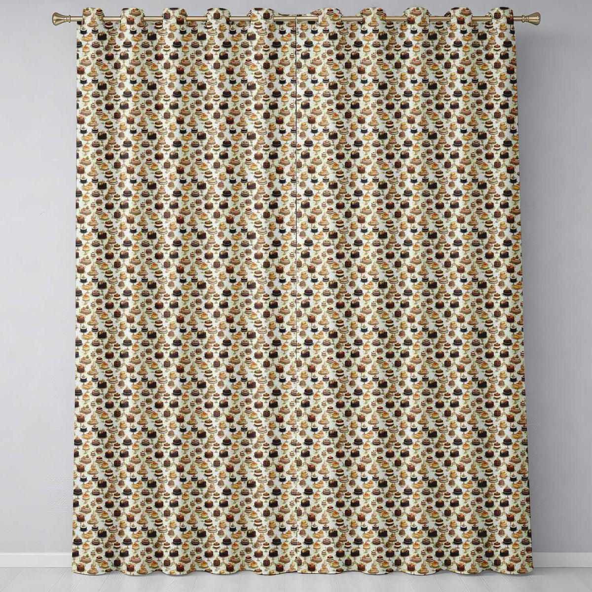 Cake Seamless Botanical Dessert Food Design Readymade Eyelet Ring Top Thermal 100% Blackout Curtains