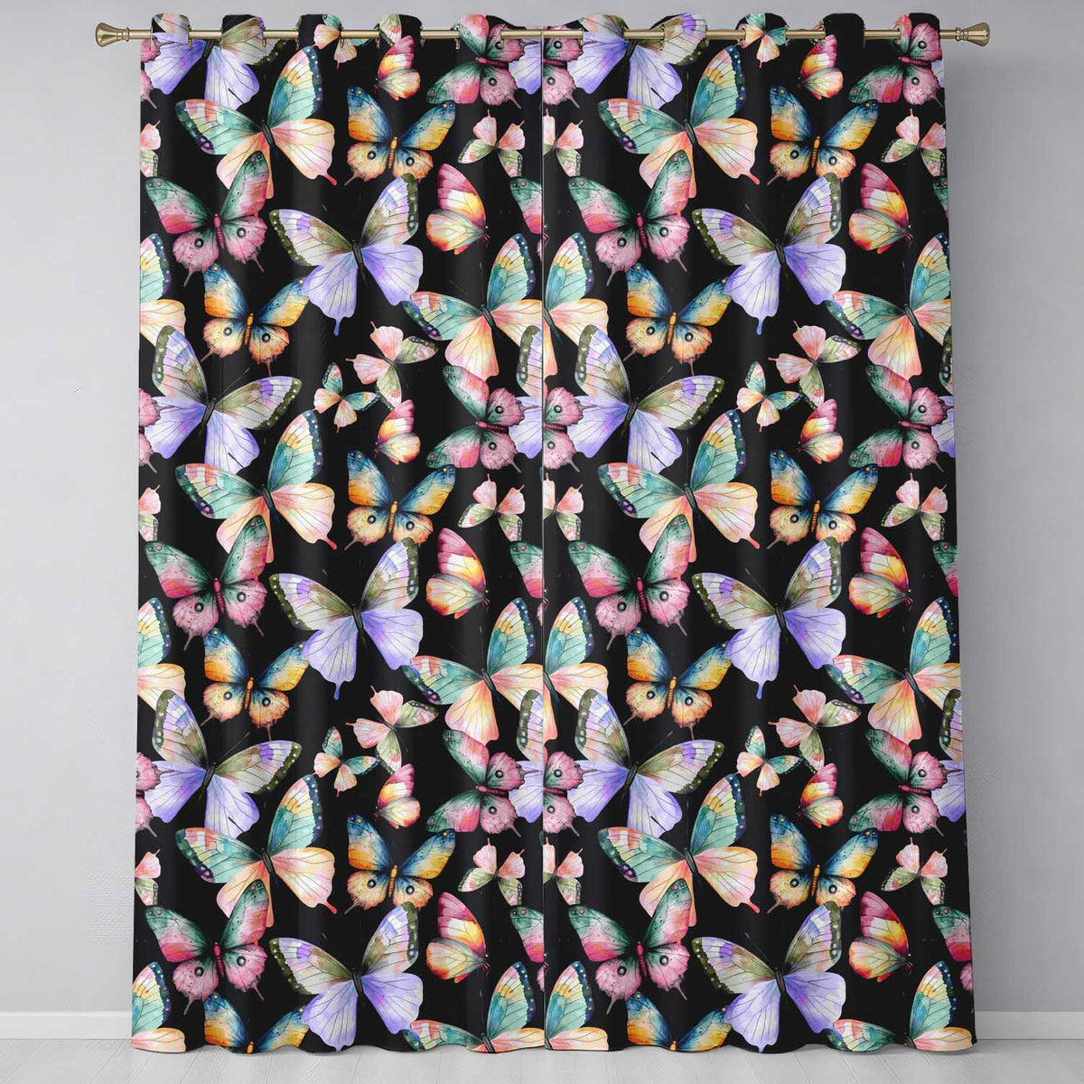 Vintage Butterfly Mushroom Botanical Nature Seamless Readymade Eyelet Ring Top Thermal 100% Blackout Curtains