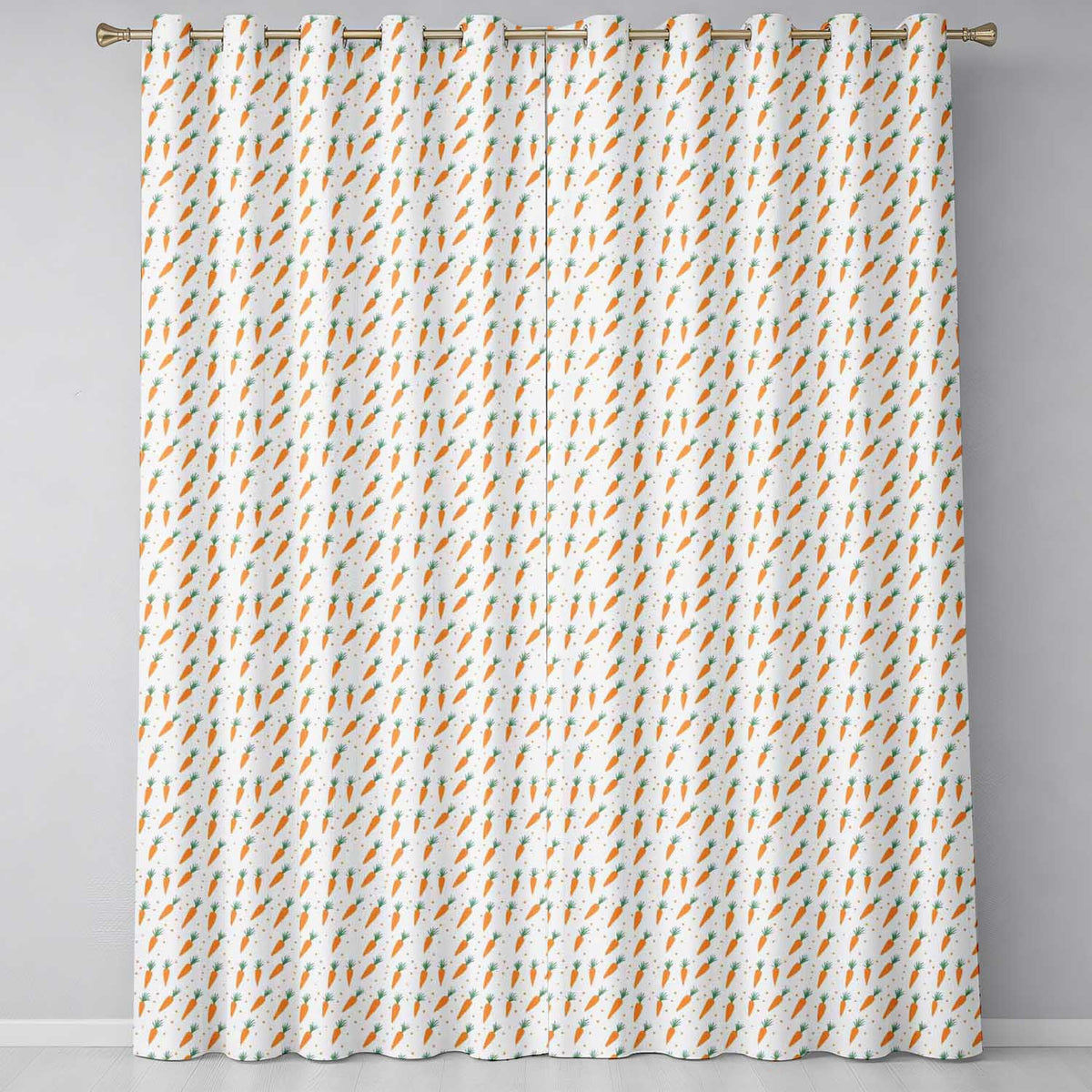 Minimal Carrot Vegetable Seamless Pattern Readymade Eyelet Ring Top Thermal 100% Blackout Curtains