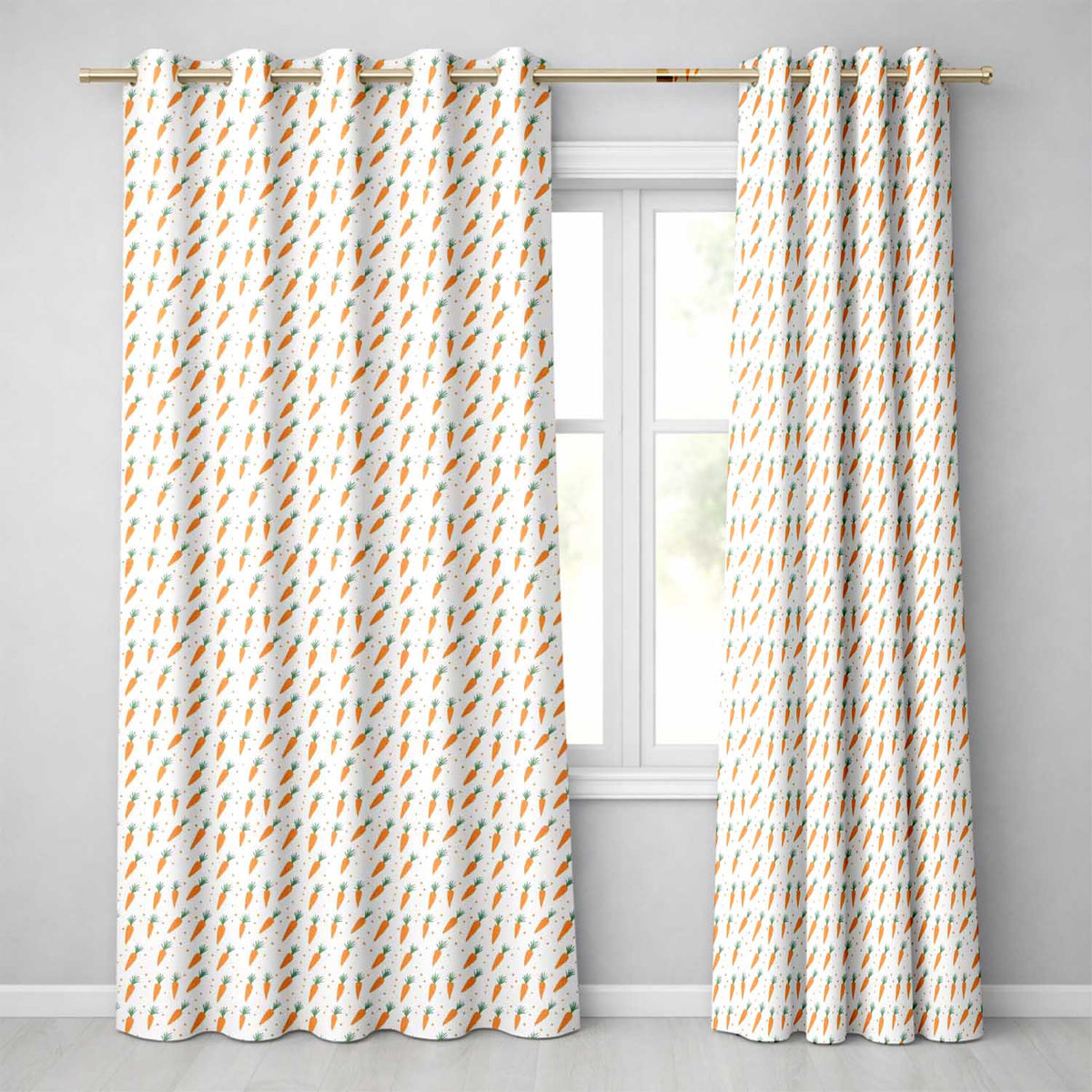 Minimal Carrot Vegetable Seamless Pattern Readymade Eyelet Ring Top Thermal 100% Blackout Curtains