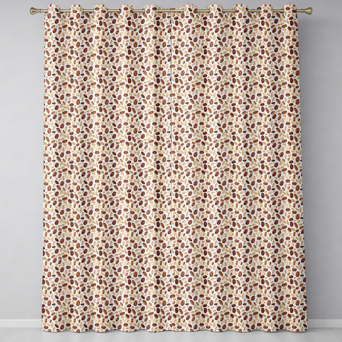 Coffee Beans Mixed Roast Seamless Pattern Readymade Eyelet Ring Top Thermal 100% Blackout Curtains