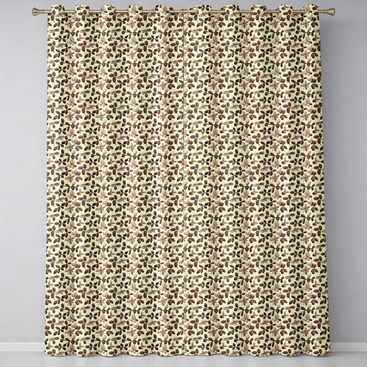 Coffee Beans Minimal Tan Background Seamless Readymade Eyelet Ring Top Thermal 100% Blackout Curtains