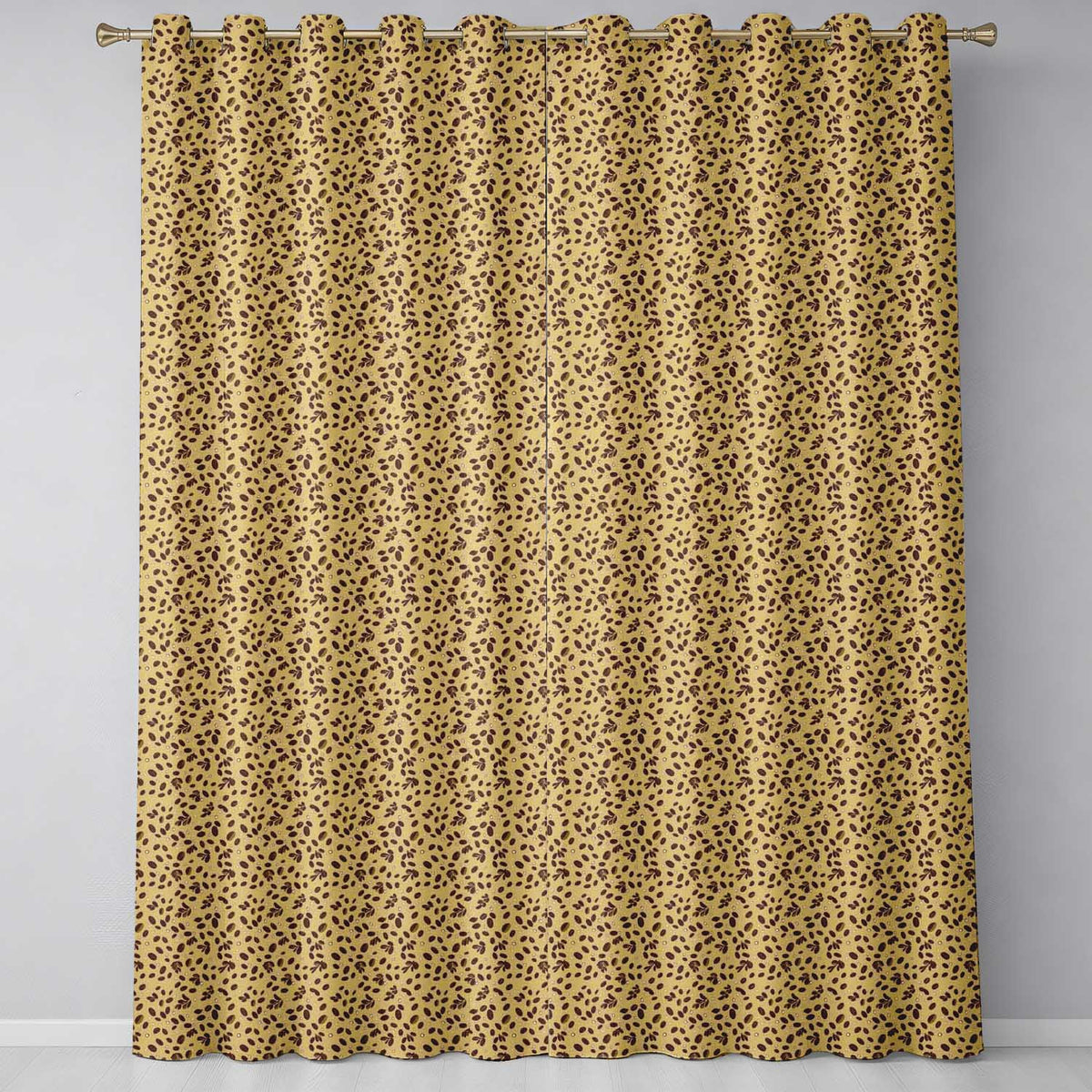 Coffee Bean Rich Brown Dense Seamless Pattern Readymade Eyelet Ring Top Thermal 100% Blackout Curtains