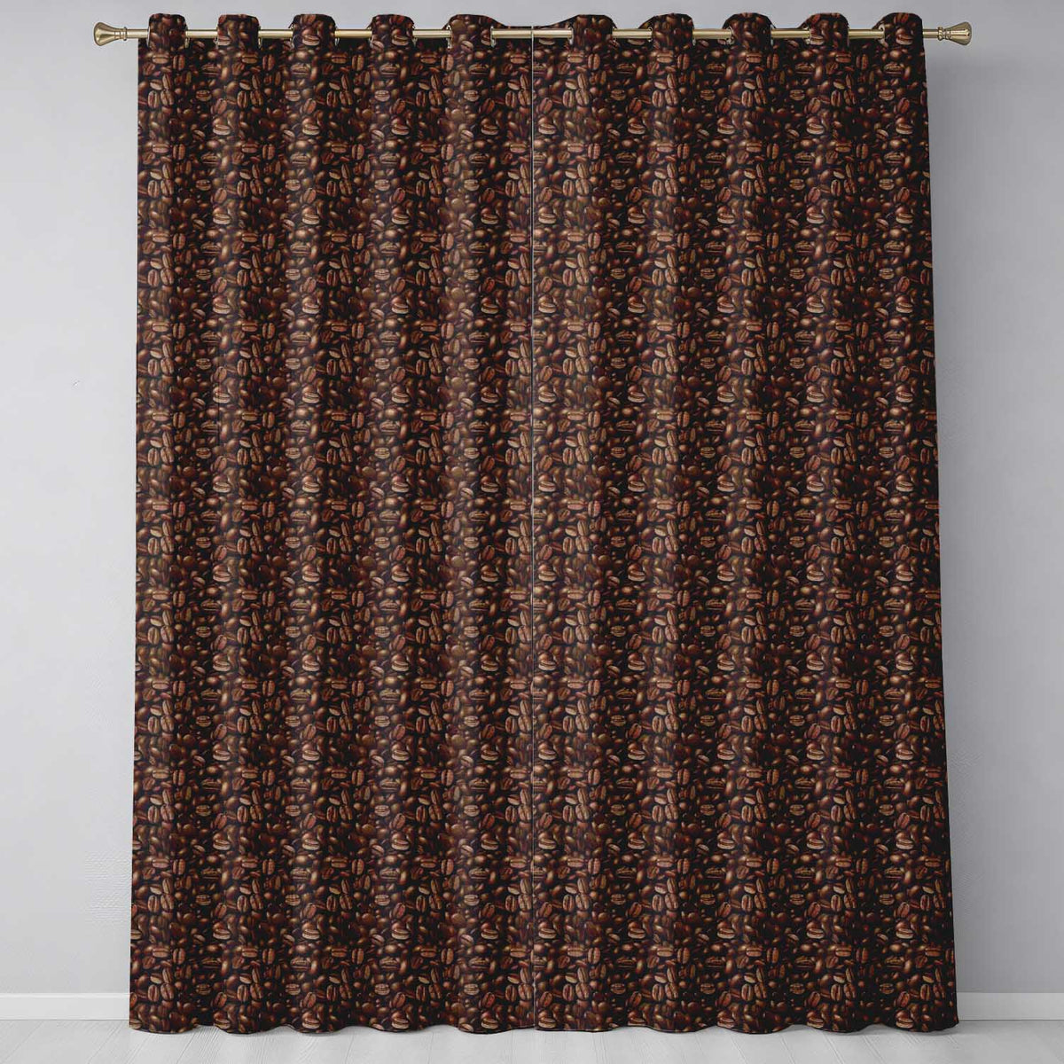 Watercolor Coffee Beans Mixed Seeds Seamless Readymade Eyelet Ring Top Thermal 100% Blackout Curtains