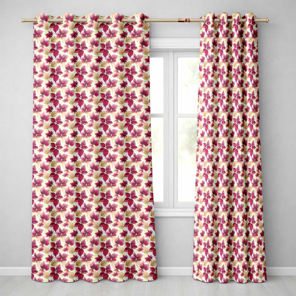 Blush Botanical Ivy Artss Readymade Eyelet Ring Top Thermal 100% Blackout Curtains