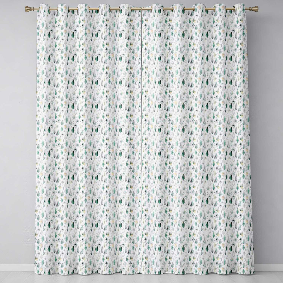 Elegant Pale Crystal Seamless Minimal Soft Tone Gem Illustration Readymade Eyelet Ring Top Thermal 100% Blackout Curtains